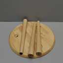 Rattan Round Coffee Table, Boho Circle Side Table End Table for Living Room, Small Mid Century Accent Table for Bedroom Balcony (Wooden)