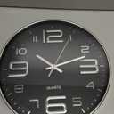 Bernhard Products Black Wall Clock 12 Inch Stylish Modern Silver Silent NonTicking Quartz Battery Operated Round 3D Decorative Design for Home/Office/Kitchen/Bedroom/Living Room, Easy to Read