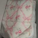 3Pcs Makeup Bag Quilted Cosmetic Bag Set Bow Travel Large Makeup Pouch for Women Cute Portable Cotton Toiletry Bag Skincare Organizer Coquette Vintage Travel Essential