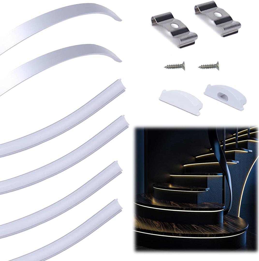 Aluminum Channel 10-Pack 3.3ft/1Meter for 12.5mm Wide Strip, Bendable LED Strip Light Channel Wall Indirect Lighting with White Cover, Recessed Aluminum LED for Wall Drywall Ceiling