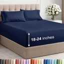 Extra Deep King Sheet Set - 4 Piece Breathable & Cooling Bed Sheets - Easily Fits 18 to 24 inch Mattress - Ultra Soft, Wrinkle & Fade Free with Extra Deep Pockets - Hotel Luxury Bedding - Navy Blue