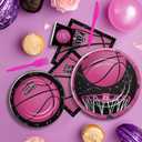 APOWBLS Girl's Basketball Party Decorations Supplies for Birthday Baby Shower, Sports Theme Pink Basketball Birthday Decorations Tableware, Paper Plate, Cup, Napkin, Disposable Cutlery, Serves 24