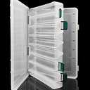 Double-Sided Fishing Lure Hook Tackle Box Visible Hard Plastic Clear Fishing Lure Bait Squid Jig Minnows Hooks Accessory Storage Case Container (Clear-14 Slots)