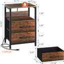 Yoobure Nightstand with Charging Station, Small Night Stand with Fabric Drawers and Storage Shelf for Bedrooms, Small Spaces, Bedside Table with USB Ports & Outlets