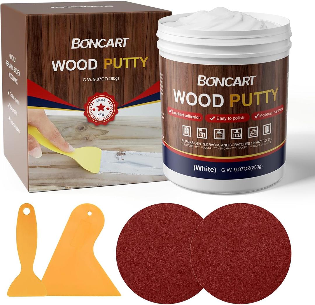Wood Filler,Wood Putty,Wood Filler Paintable,Wood Repair Putty Stainable,9.87 Ounce White Wood Filler, Wood Furniture Repair Kit, Quickly Repair Any Broken and Defective Wooden Furniture