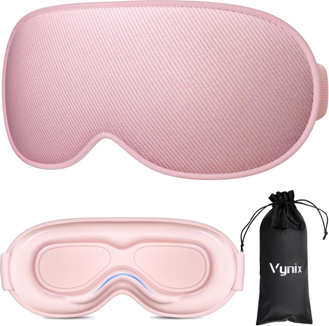 Sleep Mask for Women Men - 100% Blackout Eye Masks for Sleep, Lash Extensions 3D Contoured Sleeping Mask, Soft Adjustable Light Blocking Eye Cover Blindfold for Travel, Pink