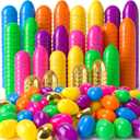 150PCS Easter Eggs Include 6 Surprise Golden Eggs, 3" Empty Fillable Colorful Bright Plastic Eggs Bulk for Easter Hunt, Easter Basket Stuffers Fillers Classroom Prize Party Favors
