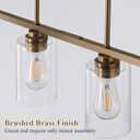 Mecgirn Island Light for Kitchen, Brushed Brass Dining Room Light Fixture Over Table, 4-Light Linear Chandelier Pendant Lighting for Dining Table Kitchen Island Living Room, 4 Light + Clear Glass