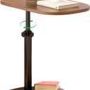 C Shaped End Table for Couch, C Table End Tables with Adjustable Height, 360° Swivel Couch Tables for Living Room,Bed Side,Coffee, Bedroom,Study and Small Spaces (Glossy Walnut), One Size
