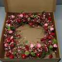 Yawwind 20 Inches Farmhouse Valentine's Day Wreath Romantic Valentines Wreaths for Front Door Rustic Valentines Door Wreath with Red Pink Heart Berry Cherry for Window Wall Wedding Porch Indoor