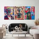 3 Pcs Modern Graffiti Posters Wall Art Street Abstract Painting Graffiti Pictures Colorful Abstract Character Canvas Prints For Artist Living Room Bedroom Bathroom Wall Decor Framed