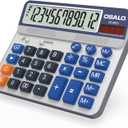 Desktop Calculator Extra Large 5in LCD Display 12-Digit Big Button Giant Accounting Calculator, Battery & Solar Powered, for Office Business & Home(OS-6815)