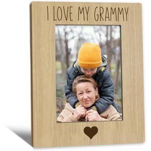 Grammy Gifts Picture Frame 5x7, Grammie Photo Frame, Mothers Day Christmas Birthday Gifts for Grammie Grandma, I Love My Grammy Brown Wooden Picture Photo Frames for Desk Home Room Decor