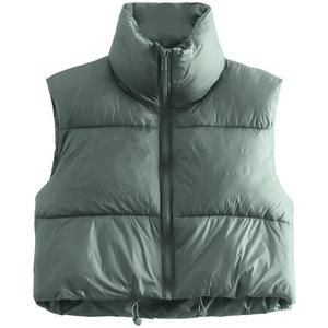 Quilted vest women's short zip sleeveless jacket quilted vest women lightweight vests stand-up collar crop vest winter vest buffer vest warm transition vest outdoor down vest elegant tops, Large