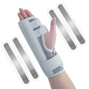 Multi Finger Splint for 3 or 4 Fingers, Trigger Finger Brace with 4 Rigid Aluminum Splints for Maximum Stabilization, Adjustable Finger Straightener for Broken Finger, Sprains, Mallet Injury, Arthritis Pain Relief（Grey） (Gray, M)