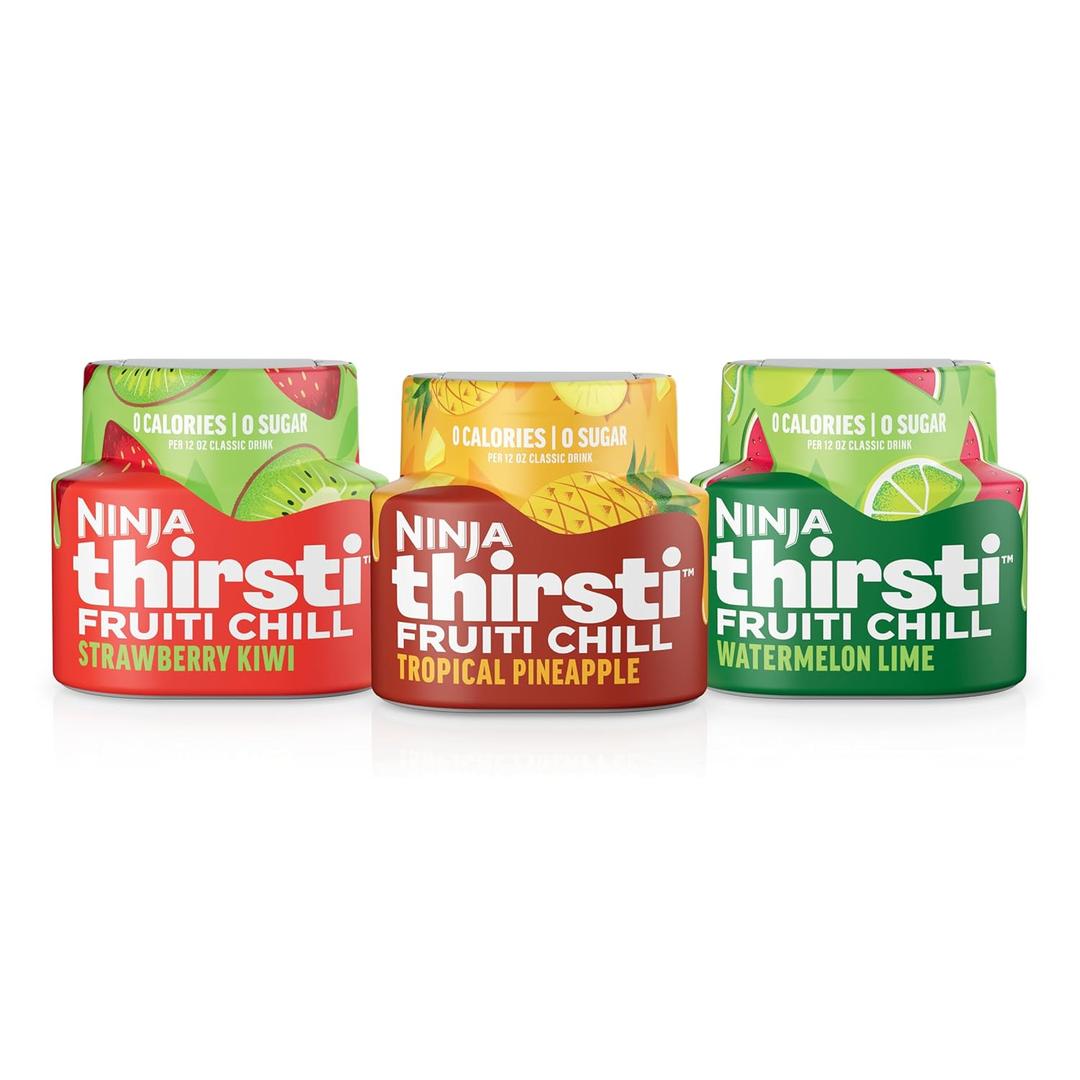 Ninja Thirsti Flavored Water Drops, FRUITI CHILL Variety Pack, Bold Fruit Flavor, Sparkling or Still Calories, Zero Sugar, Makes 17, 12oz drinks, 3 Pack, WCFV2