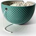 UCDRMA Yarn Bowl for Crocheting Large Yarn Holder Bowl, Round Crochet Bowl Ceramic Yarn Knitting Bowl for Bulky/Acrylic Yarn, Easy-to-use Knitted Yarn Storage Bowl, Great Knitting Crochet Gift (Green)