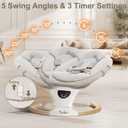 Baby Swings for Infants, Portable Infant Swing with 5-Speeds, 3-Adjustable Height, 3 Timer & 12 Preset Melodies, Mutil-Function Electric Swing for Baby, Indoor & Outdoor Use (Beige)