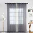 SpaceDresser Sheer Voile Window Treatment Rod Pocket Curtain Panels for Kitchen Bedroom Living Room Drapes Sunlight Filtering Privacy Semi Home Decor Assorted Colors Sizes (Grey, 52 W x 108 L)