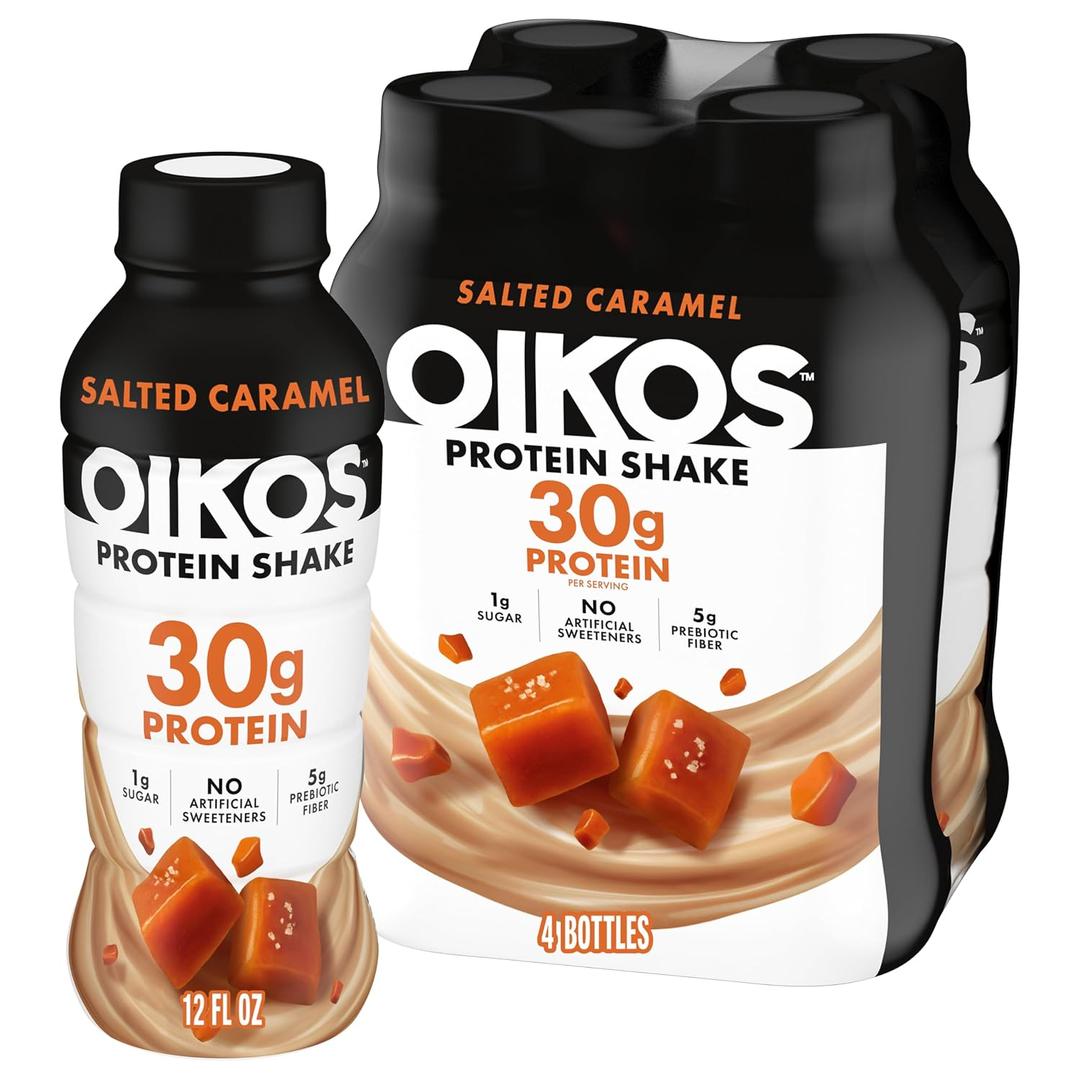 Oikos Protein Shake, Salted Caramel, 30g Protein, 12 fl oz, 4 Count (EXP 03/06/27)