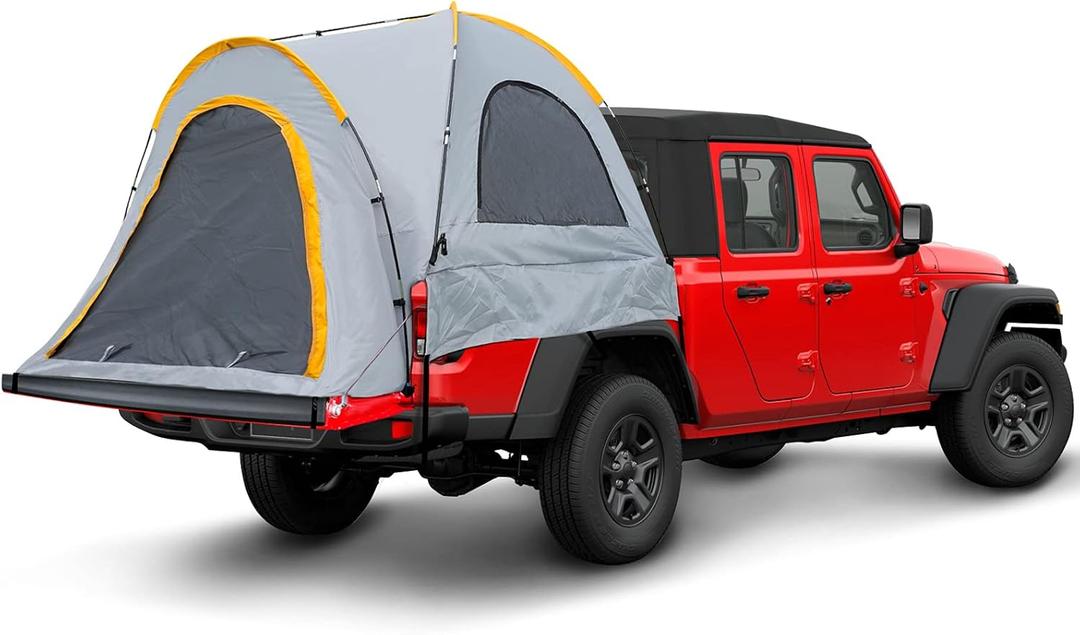 Pickup Truck Bed Camping Tent, Gladiator Truck Bed Tent with Removable Rainfly and Carrying Case, Pickup Truck Tent 5.5 Bed for 5-5.5ft Bed for Jeep Gladiator Full-Size Compact Truck Tent Bed (Grey, Black, Orange)