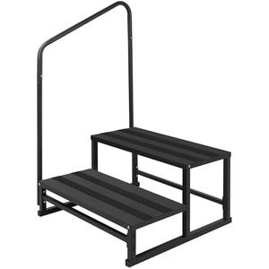 RV Steps with Handrail for Both Sides, 2 Step Stool with Handle for Elderly w/Wide Platform & Anti-Slip Mats, Portable Stairs for Hot Tub/Camper/Mobile Home/Porch/SPA Pool/Pet Stairs (2 Steps)