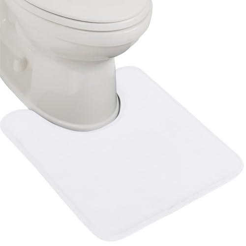GORILLA GRIP Thick Memory Foam Toilet Rug for Bathroom, U Shaped Washable, Soft Absorbent Velvet Topside Floor Mats, Machine Wash, Cushioned Luxury Rugs for Bath Room, 22.5 x 19.5, White