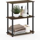 Furinno TURN-N-TUBE Storage Shelves, 3-Tier Book Shelf, Corner Shelf, Toolless Open Shelves, for Organization and Storage, Living Room, Garage, Home Office, Columbia Walnut, 3-Tier Round Tube