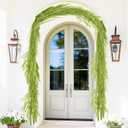 2PCS 6FT Christmas Norfolk Garland Decorations, Faux Pine Garland Outdoor, Artificial Unlit Green Garlands, Christmas Mantel Decoration Indoor, Thick Greenery Xmas Decor in The Winter