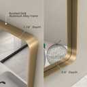 28x32 Gold Bathroom Mirror, Rounded Rectangle Gold Frame Mirror, Brushed Gold Brass Bathroom Vanity Mirror Wall-Mounted, Anti-Rust, Hangs Horizontally or Vertically