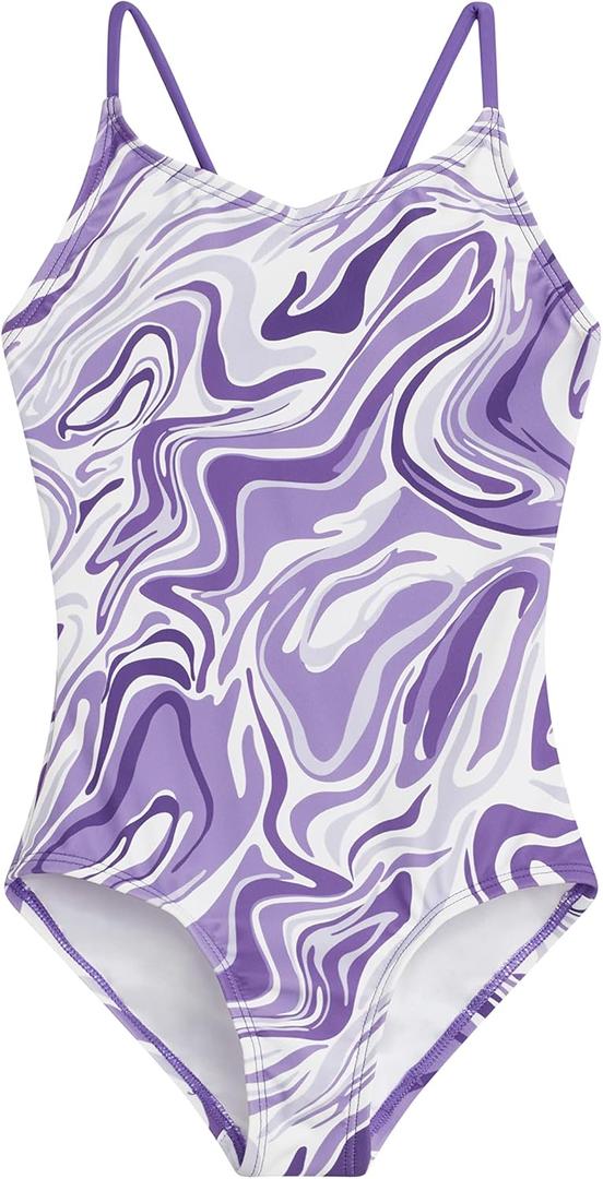 Kanu Surf Girls' Hurricane Beach Sport UPF 50 One Piece Swimsuit (10, Gigi Purple)