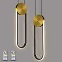 Modern Pendant Lights Fixtures Set of 2, LED Black and Gold Dimmable Pendant Light for Kitchen Island, Small Kitchen Pendant Lighting with RC, Oval Adjustable Hanging Lamp for Dining Room Bar Bathroom 2 Pcs
