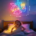 Easter Bunny Cross Neon Signs for Wall Decorations, LED Easter Rabbit Egg Basket Lights Gifts Christian Wall Art USB Dimmable, Colorful Neon Window Lights for Party Bedroom Office Door Bar Church, 15.7 inches by 17.7 inches