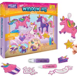 Imagimake Window Art Unicorn | Stained Glass Kit | Unicorn Girls Toys Age 6-8 | 6 Year Old Girl Birthday Gift | Art and Crafts for Girls 8-12 | DIY Suncatcher Kit for 5,6,7,8,9,10,11,12 Year Old Kids