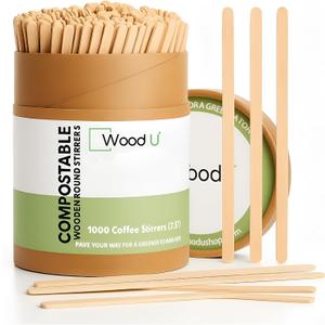 Wooden Coffee Stirrers 7.5" 1000 pcs - Birchwood Stir Sticks for Coffee, Cocktails and More