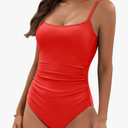 Eomenie Women's One Piece Swimsuits Tummy Control Ruched Bathing Suit 1 Piece Swimwear L