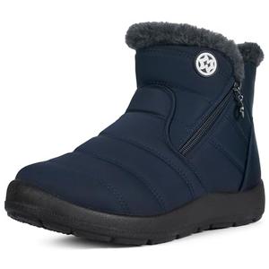 Eagsouni Snow Boots Womens Winter Ankle Boots Ladies Warm Fur Lined Booties Thickening Shoes Zip Flat Sneakers Outdoor Booties High Top Blue, US 10, 42 EU