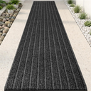 Outdoor Runner Rug 2 ft x 6 ft for Hallway with TPR Backing, Gray Wide Stripes NonSlip Indoor Runner Rugs Suitable for Balcony, Kitchen, Patio, Garage, Deck, Stair and Entryway Areas