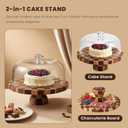 Metflavor Cake Stand with Dome Lid - 12in Wooden Cake Stand with Shatterproof Acrylic Dome, 2-in-1 Dessert Display & Charcuterie Board, Checkered Platter for Serving Cupcakes, Cheese and Fruits
