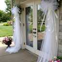 Thiccywoov 2 Pcs Giant White Bow Decor 91 x 16 Inch White Tulle Wedding Front Door Bows Backdrop for Wedding Bridal Shower Birthday Party Room Wall Decor Reception Birthday Anniversary