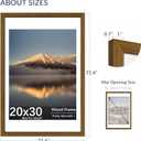 20X30 Poster Frame, Display Pictures 16X24 with Mat or 20X30 Without, Wall Hanging Frames, Rustic Brown, 3 Pack