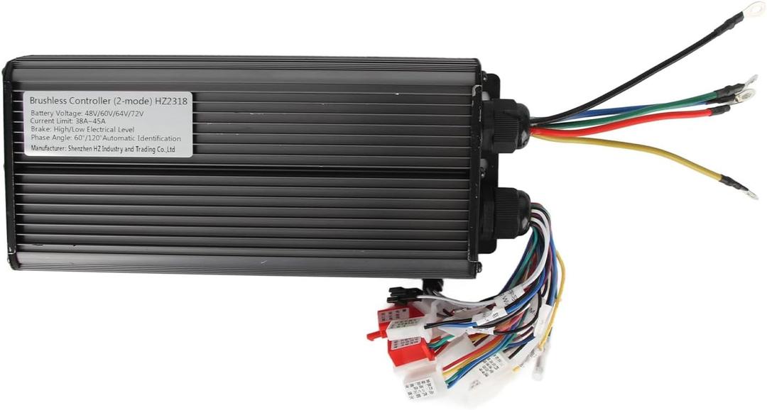 Brushless Motor Controller, 48V 60V 64V 72V 2000W Aluminium Alloy Electric Brushless Motor Controller 18 Tube High Sensitivy for Electric Electric Scooter