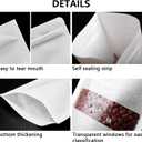 FireKylin 100 Pcs Resealable bags,5.5" x 7.9" Stand Up White Paper Bags with Matte Window, Zipper Food Storage Bags for Packaging Products, Reusable, Sealable