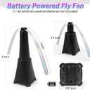 6 Packs Food Fans for Tables, AA Battery Powered, Portable Table Fans with Holographic Blades and Hook, Table Food Spinner Quiet for Picnic Home Party BBQ, Black