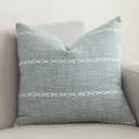 vctops Rustic Striped Cotton Linen Decorative Throw Pillow Cover Embroidery Square Cushion Cover Pillowcase for Sofa Bedroom Couch (Stripe Grey, 20"x20")