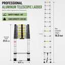 16.5 FT Telescoping Ladder Aluminum Lightweight Extension Ladder Heavy Duty 300lbs Max Capacity, Multi-Purpose Collapsible Retractable Ladder for Home, RV, Attic or Outdoor Work