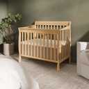 Dream On Me Aden 4-in-1 Convertible Mini Baby Crib, GREENGUARD Gold & BSA Certified, Sustainable Pinewood, Non-Toxic Finish, 3 Mattress Heights, Converts to Mini Day & Twin-Size Bed - Natural