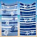2 Pack Oversized Beach Towel Turtle Starfish Quick Dry Absorbent Bath Pool Towels 72 x 36 Inch Extra Large Ocean Tropical Blanket for Swim Travel Lounge Chair Cover Adult Women Men