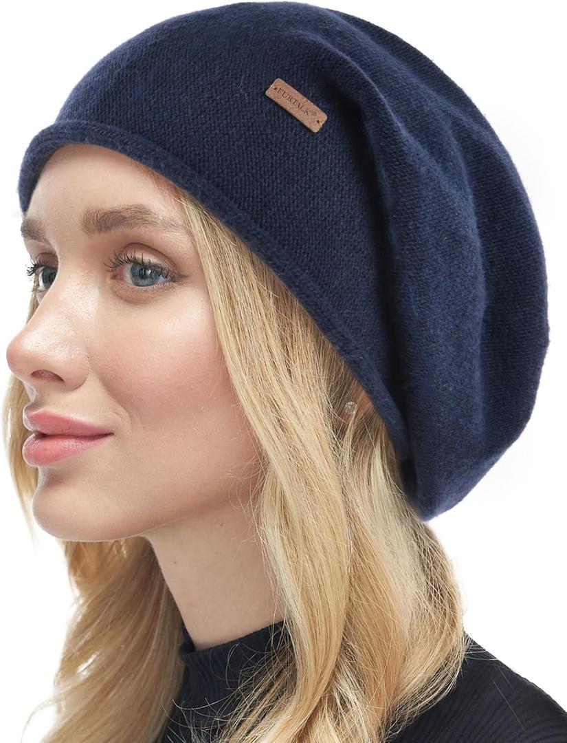 FURTALK Slouchy Beanies for Women Winter Hats Soft Warm Beanie Hat Ladies Knitting Skull Beanies (One Size, Navy)