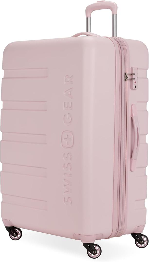 SWISSGEAR Signature Hardside Expandable Checked Large Spinner Luggage, ABS Construction, TSA-Friendly Lock, Pink, 27-Inch